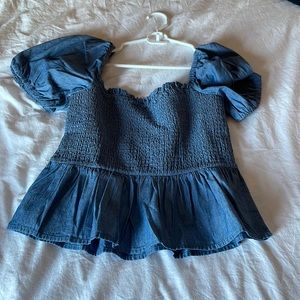 NWT Jcrew smocked chambray top